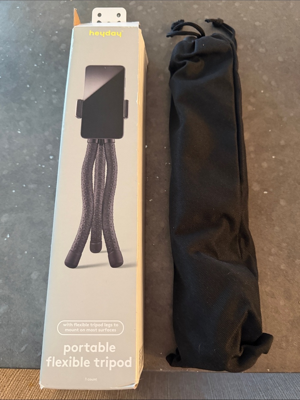 heyday Black Flexible Portable Tripod with Carry Pouch